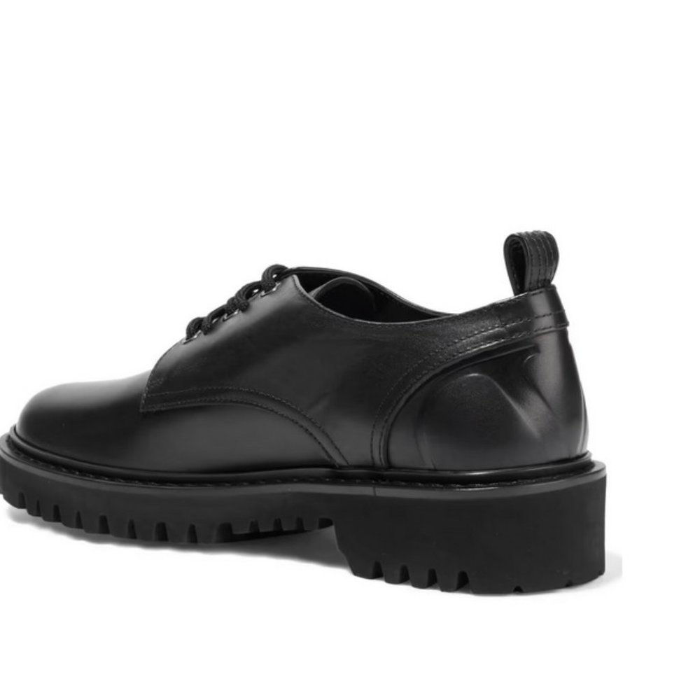 Valentino Garavani Black Leather Lug-Sole Derby Shoes